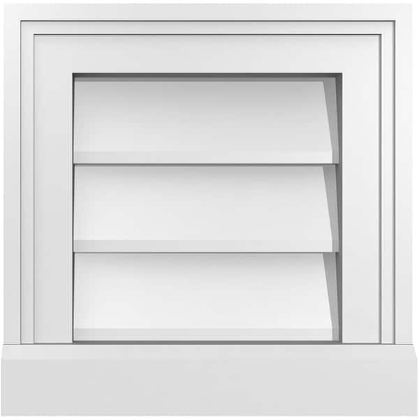 Ekena Millwork 12 in. x 12 in. Vertical Surface Mount PVC Gable Vent: Decorative with Brickmould Sill Frame