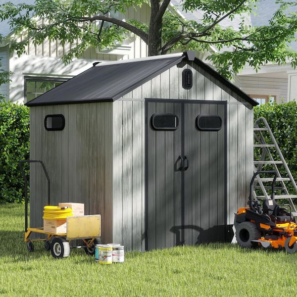 6 ft. W x 6 ft. D Resin Gray Outdoor Storage Shed with Lockable Door and Windows (36 sq. ft.)