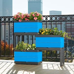 FlexSpace 22 in. x 11 in. x 13 in. Seabreeze Blue Resin Modular Raised Garden Bed