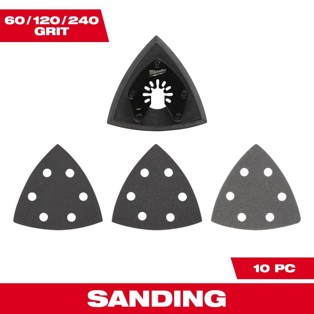 Milwaukee 49-25-2080 3-1/2 inch 80 Grit Triangle Sandpaper - 6 Pack