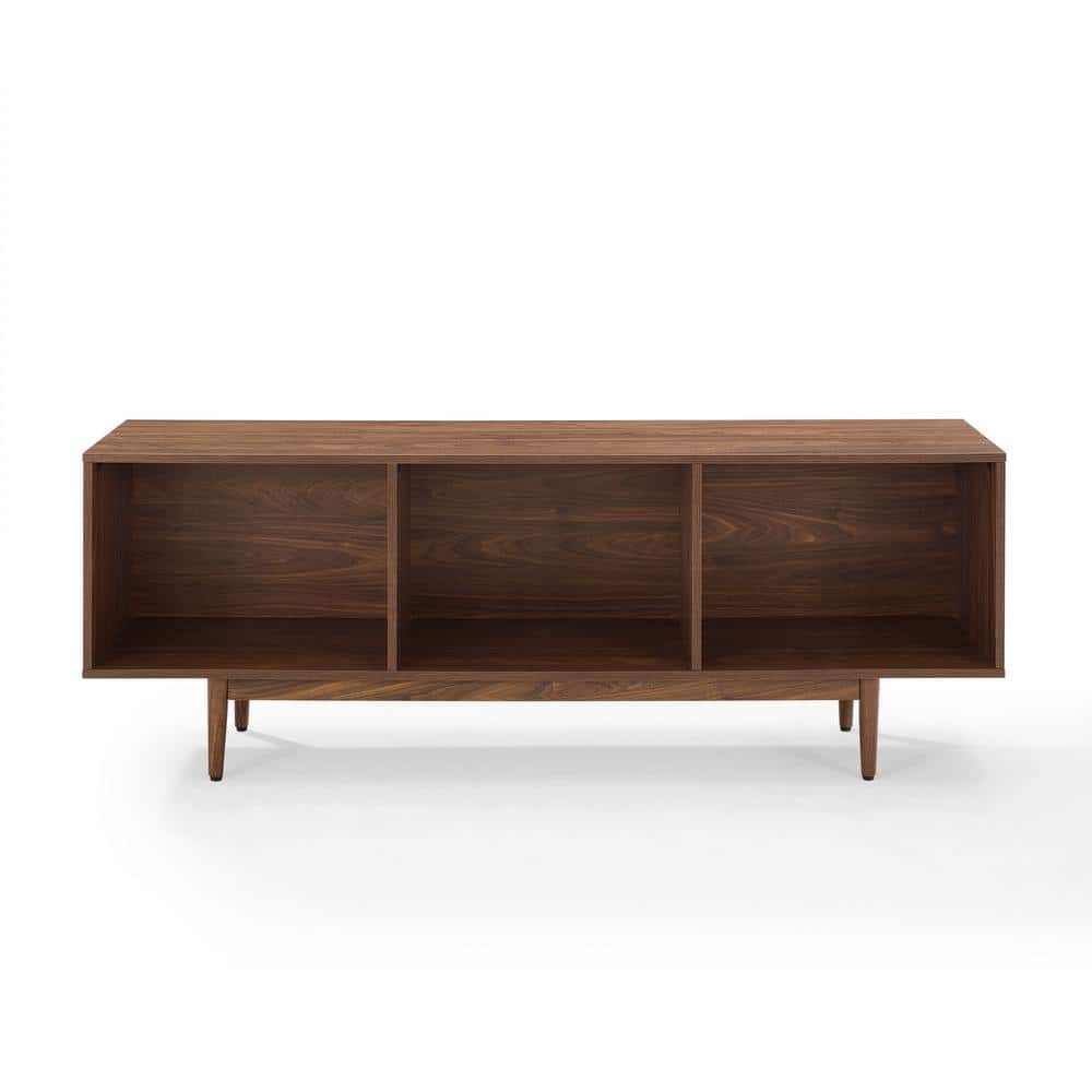 Liam Mid-Century Walnut Record Storage Console Cabinet 60"