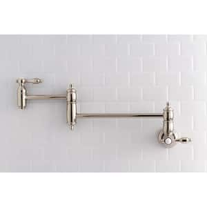 Tudor Wall Mounted Pot Filler with Lever Handle in Polished Nickel