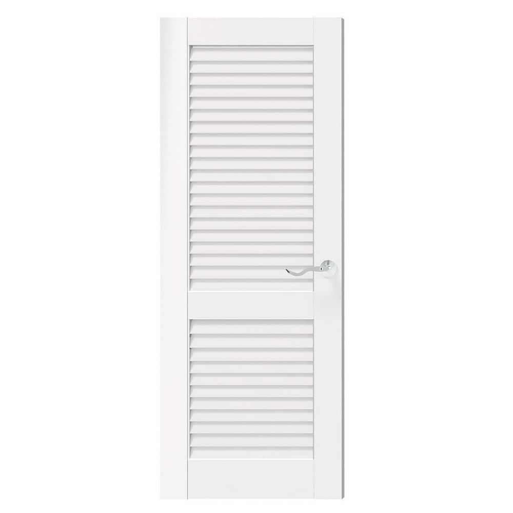 TENONER 18 in. x 80 in. Louvered Panel White Primed DIY Painted Solid ...