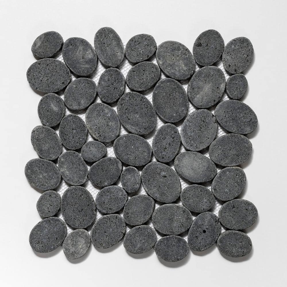 Black Tumbled Marble Pebble Mosaic Tile for Floors and Walls