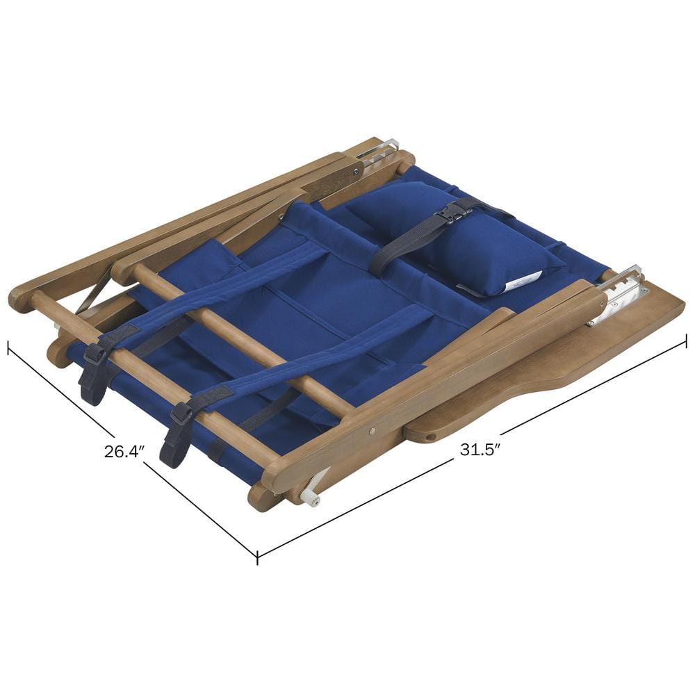 Blue Eucalyptus Wood Folding Camping Chair with Arms