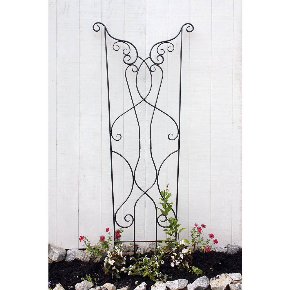 Rococo Black Wrought Iron Fan Garden Trellis