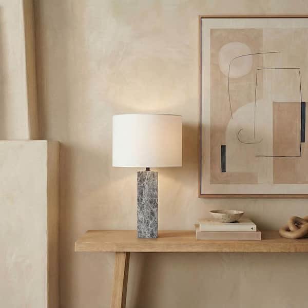Poloma 26.5 in. Gray/White Table Lamp for Living Room