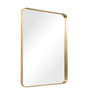 29.5 in. W x 48 in. H Rectangular Modern Aluminum Deep Framed Rounded Gold Wall Mirror