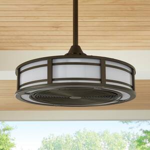Brette II 23 in. LED Indoor/Outdoor Espresso Bronze Ceiling Fan with Light and Remote Control