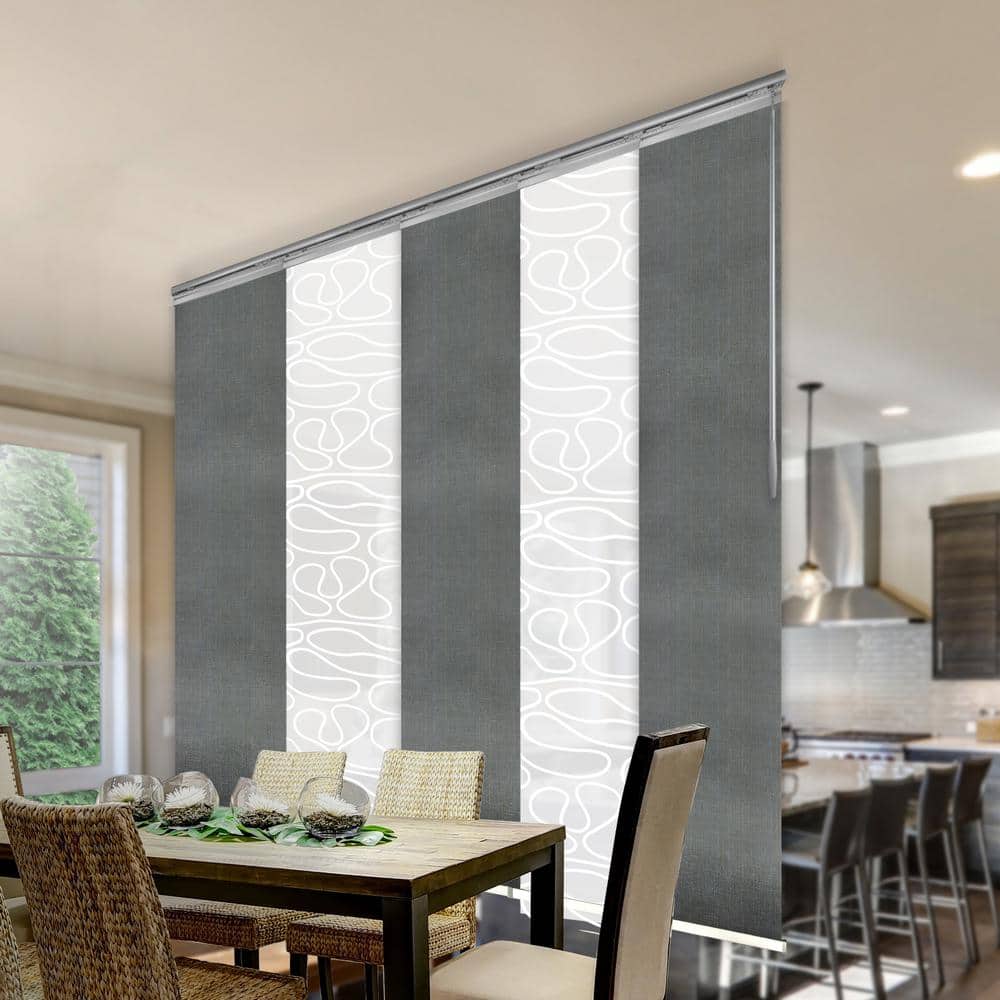 Ashy Swirl 58 in. - 110 in. W x 94 in. L Adjustable 5- Panel Satin Nickel Single Rail Panel Track with 23.5 in. Slates price history on PriceWatchPro