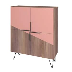 Beekman 43.7 in. Brown and Pink 4-Shelf Low Cabinet