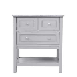 Timeless Home Gina 30 in. W x 22 in. D x 33.75 in. H Single Bathroom Vanity in Grey with Carrara White Marble