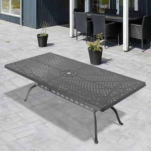 82.68 in. (L) x 41.34 in. (W) Black Rectangle Cast Aluminum Outdoor Dining Table