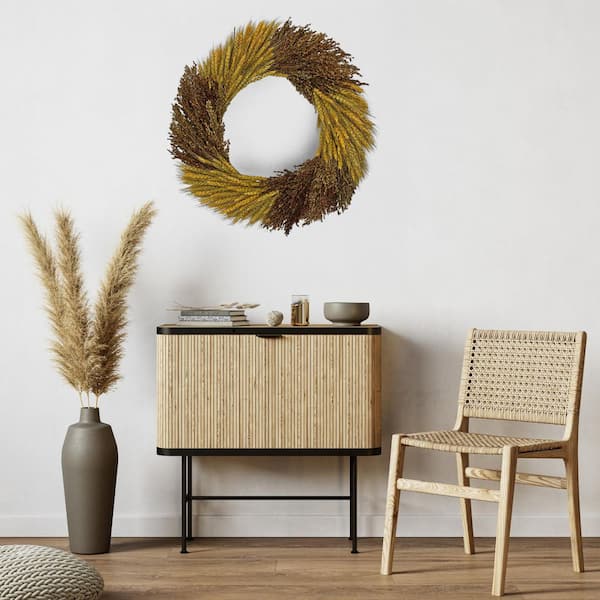 21 in. Artificial Wheat with Preserved Wheat Leaf Wreath