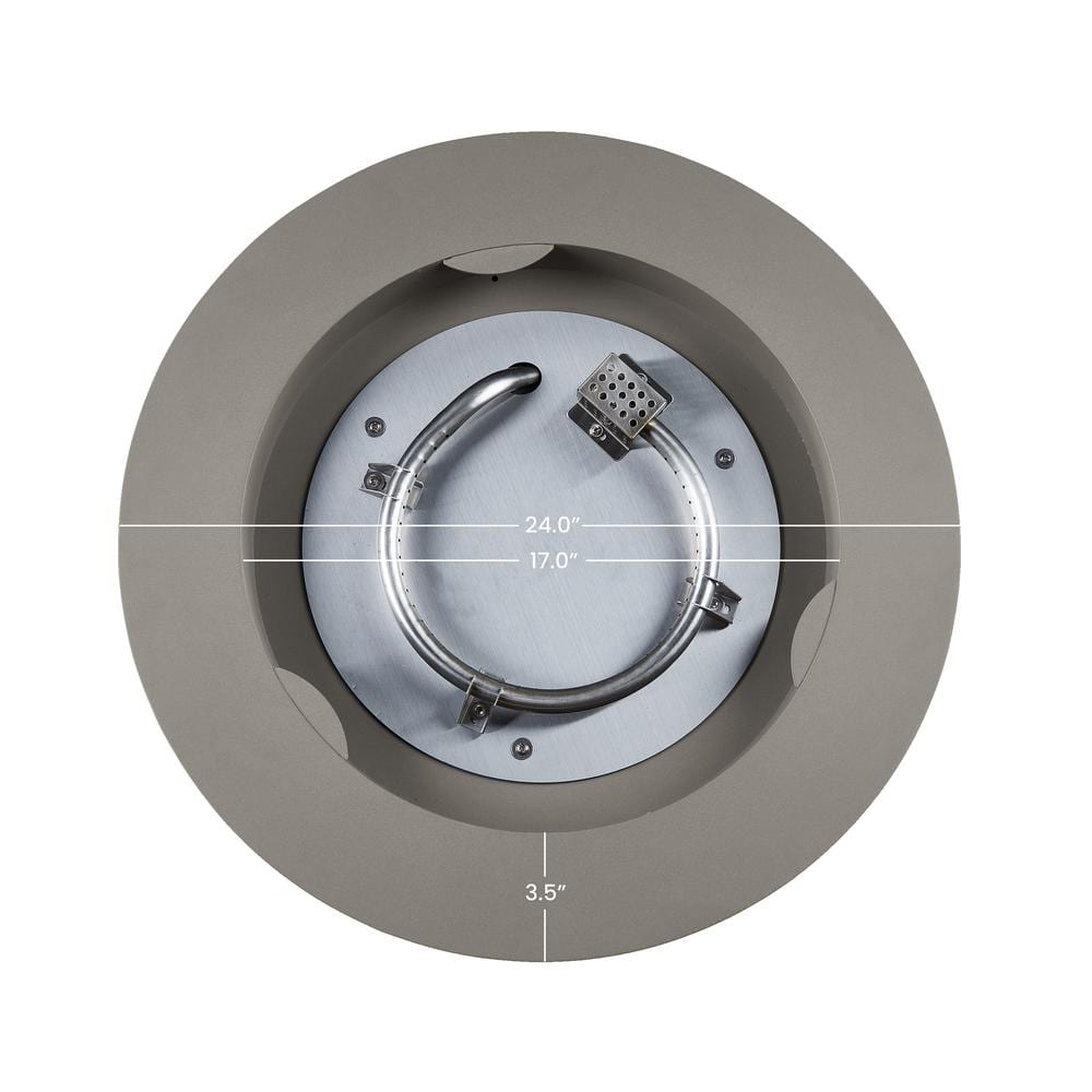 Aegean 24" Round Mist Gray Steel Propane Fire Pit Table