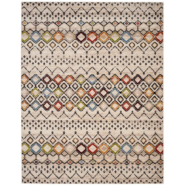 SAFAVIEH Amsterdam Ivory/Multi 10 ft. x 14 ft. Multi-Diamonds Chevron Area Rug