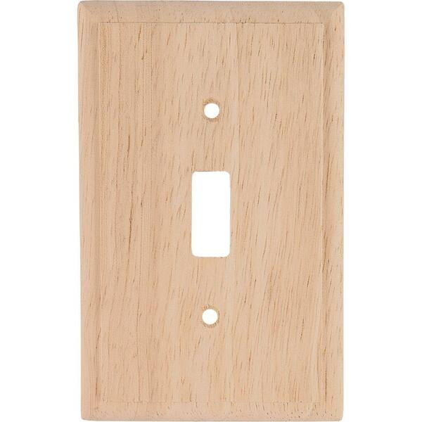 GE 1 Toggle Switch Wall Plate - Un-Finished Solid Oak