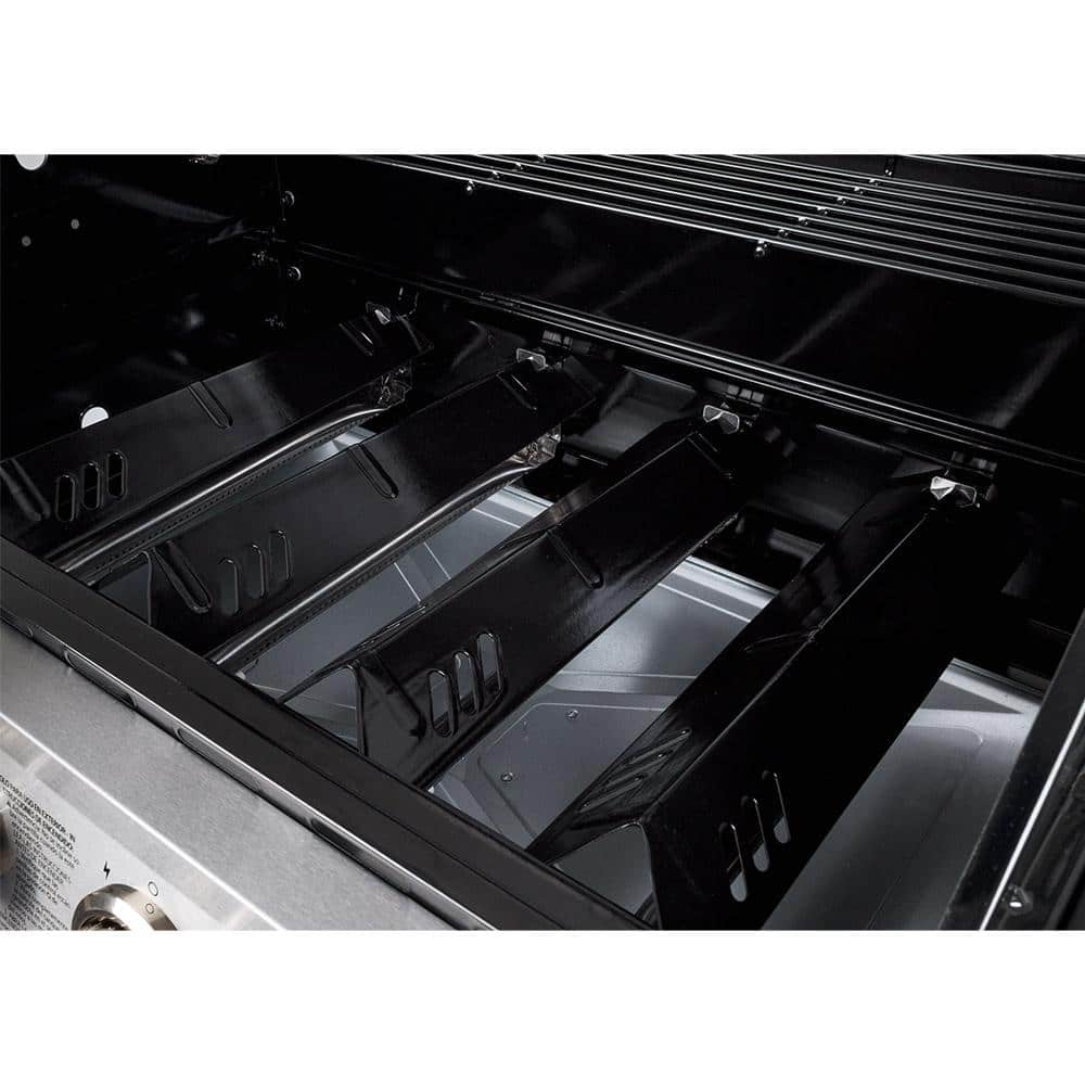 Stainless Steel Black 4-Burner Propane Gas Grill with Side Burner
