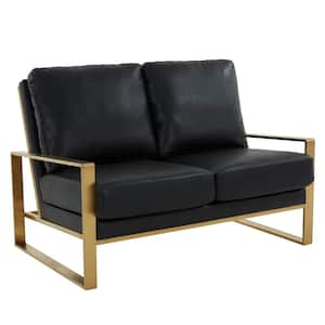 Jefferson 53.1 in. Black Faux Leather 2-Seater Loveseat