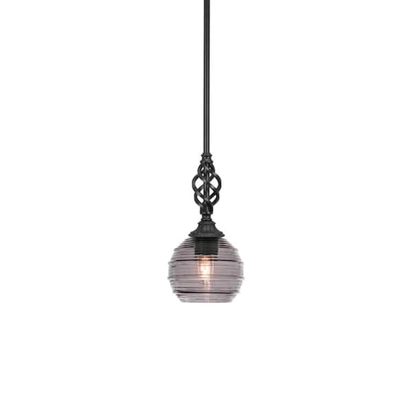 Unbranded Bridgewater 100 W 1-Light Matte Black Standard Mini Pendant Light with Glass Shade