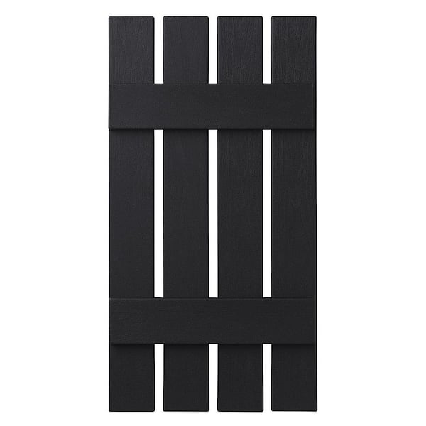 Ply Gem 16 in. x 39 in. Polypropylene 4-Board Open Board and Batten Shutters Pair in Black