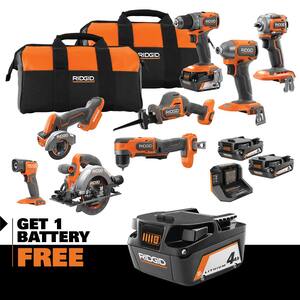 18V SubCompact Brushless 8-Tool Combo Kit w/ (3) Batteries, Charger, Bag, & FREE 18V 4.0 Ah Battery