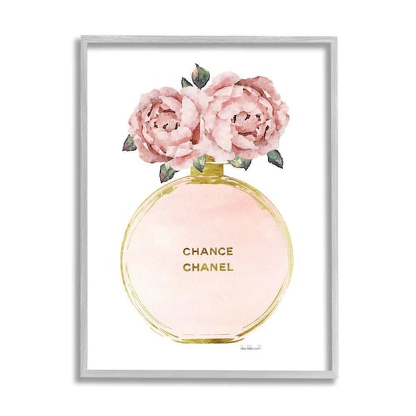Stupell Industries "Vintage Pink Florals in Round Fragrance Bottle" by Amanda Greenwood Framed Nature Wall Art Print 11 in. x 14 in.