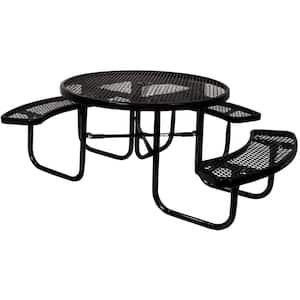 Portable Black Diamond Commercial Park 46 in. Round Top ADA Picnic Table