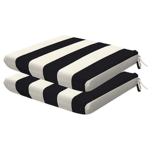 Outdoor Universal Dining Seat Cushion Cabana Stripe Black and Ivory (Set of 2)