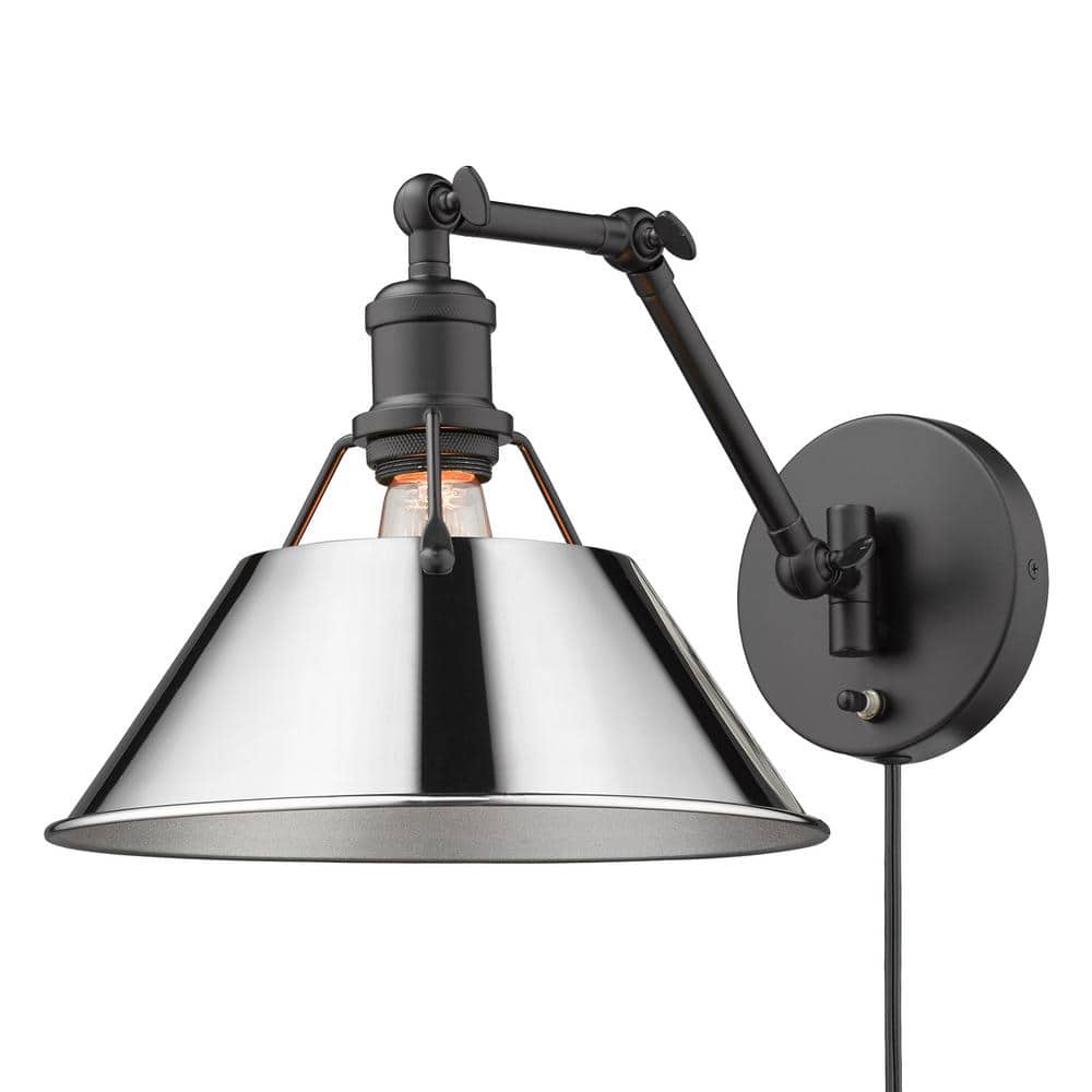 Modern Black Articulating Sconce with Chrome Shade