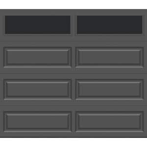 Classic Steel Long Panel 9 ft. x 7 ft. Insulated 18.4 R-Value Charcoal Garage Door with windows