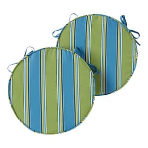 18 in. x 18 in. Cayman Stripe Round Outdoor Seat Cushion (2-Pack)