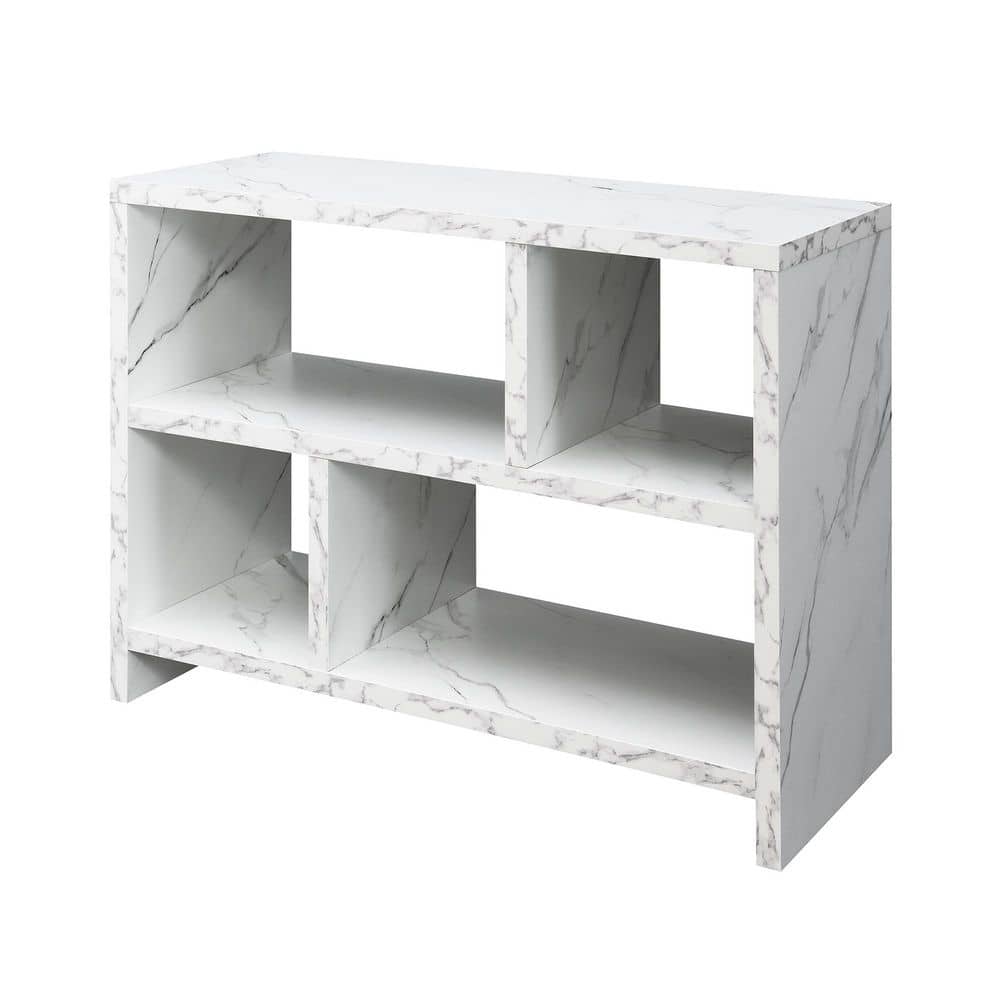 Modern White Faux Marble 3-Tier Console Bookcase