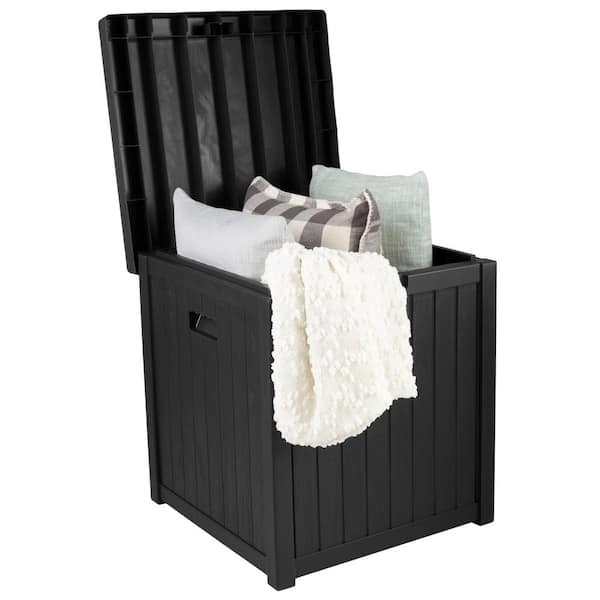 Pure Garden 50 Gal . 22 in. L x 22 in. W x 24.4 in. H Fade-Resistant Black Resin Deck Box