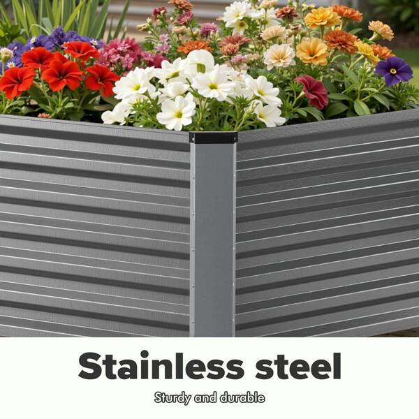 Pocassy 6 ft. x 3 ft. x 2 ft. Silver Outdoor Steel Raised Garden