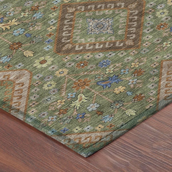 Chantille Machine Washable Indoor/Outdoor Abstract ACN2459 Olive 9 ft. x 12 ft. Area Rug