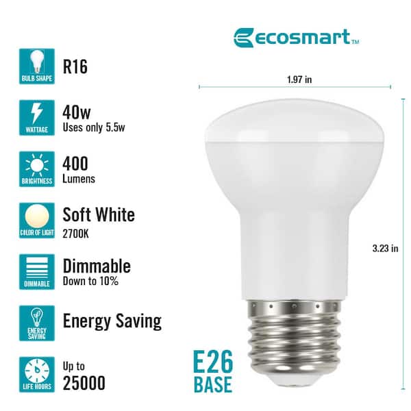 40-Watt Equivalent R16 CEC Dimmable LED Flood Light Bulb 2700K (1-Bulb)