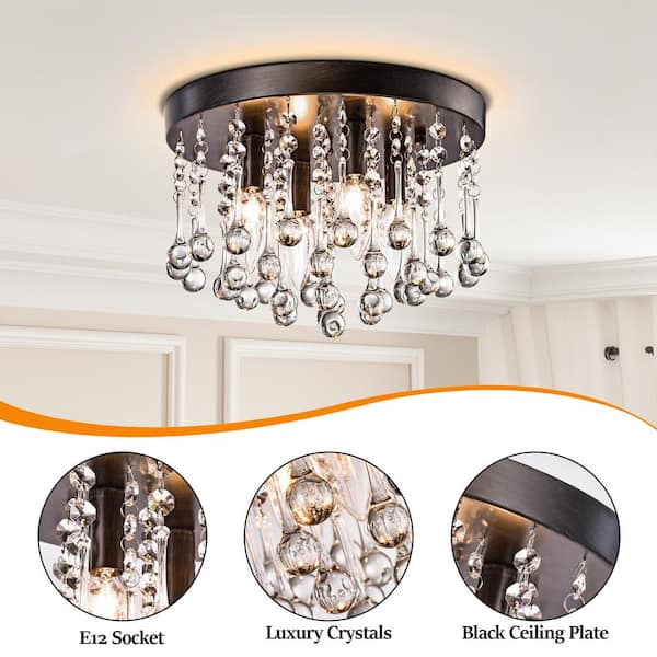 Maaa★SALONIA FLASH CRYSTAL SILKEPI Maxax Sonoma 4-Light 11.8 in. Modern Brown Metal Crystal