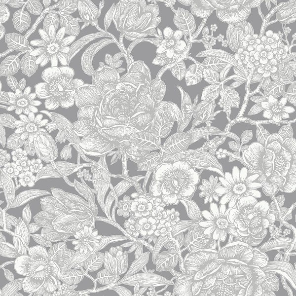 Crown Hedgerow Grey Floral Trails Sample Grey Wallpaper Sample