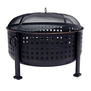 Langston 30 in. Round Deep Bowl Steel Fire Pit in Rubbed Bronze