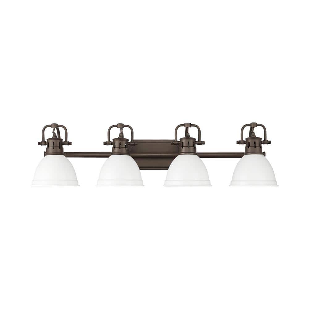 Duncan 8.25 in. 4-Light Rubbed Bronze Vanity Light with White Shade price history on PriceWatchPro