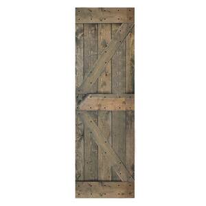 K Style 28 in. x 84 in. Aged Barrel Finished Solid Wood Sliding Barn Door Slab - Hardware Kit Not Included
