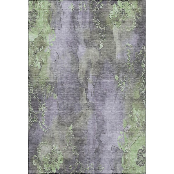 Mayfield Premium Machine Washable Abstract AMF1869 Lavender 3 ft. x 4 ft. Area Rug