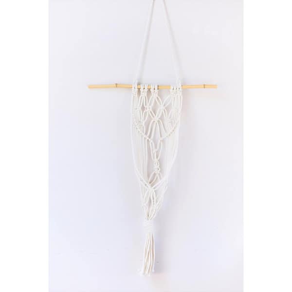 Primitive Planters Polypropylene Large Antique White Macrame Wall Planter