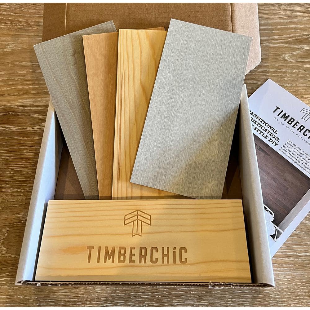 Timberchic Oak and Pine Peel and Stick Wall Plank Sample Pack