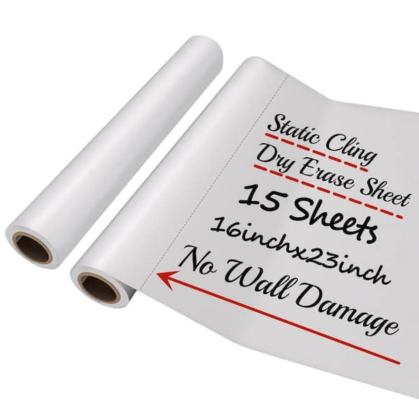 2 Pack Static Cling Dry Erase Sheets Removable Reusable Whiteboard Poster Paper with No Glue Feature 30 Sheets