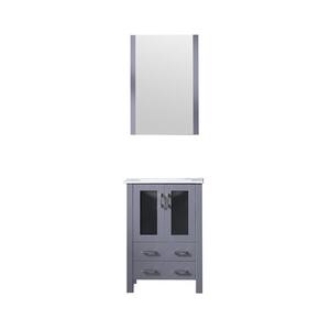 Volez 24 in. W x 18 in. D Single Bath Vanity in Dark Grey with Marble Top and Mirror