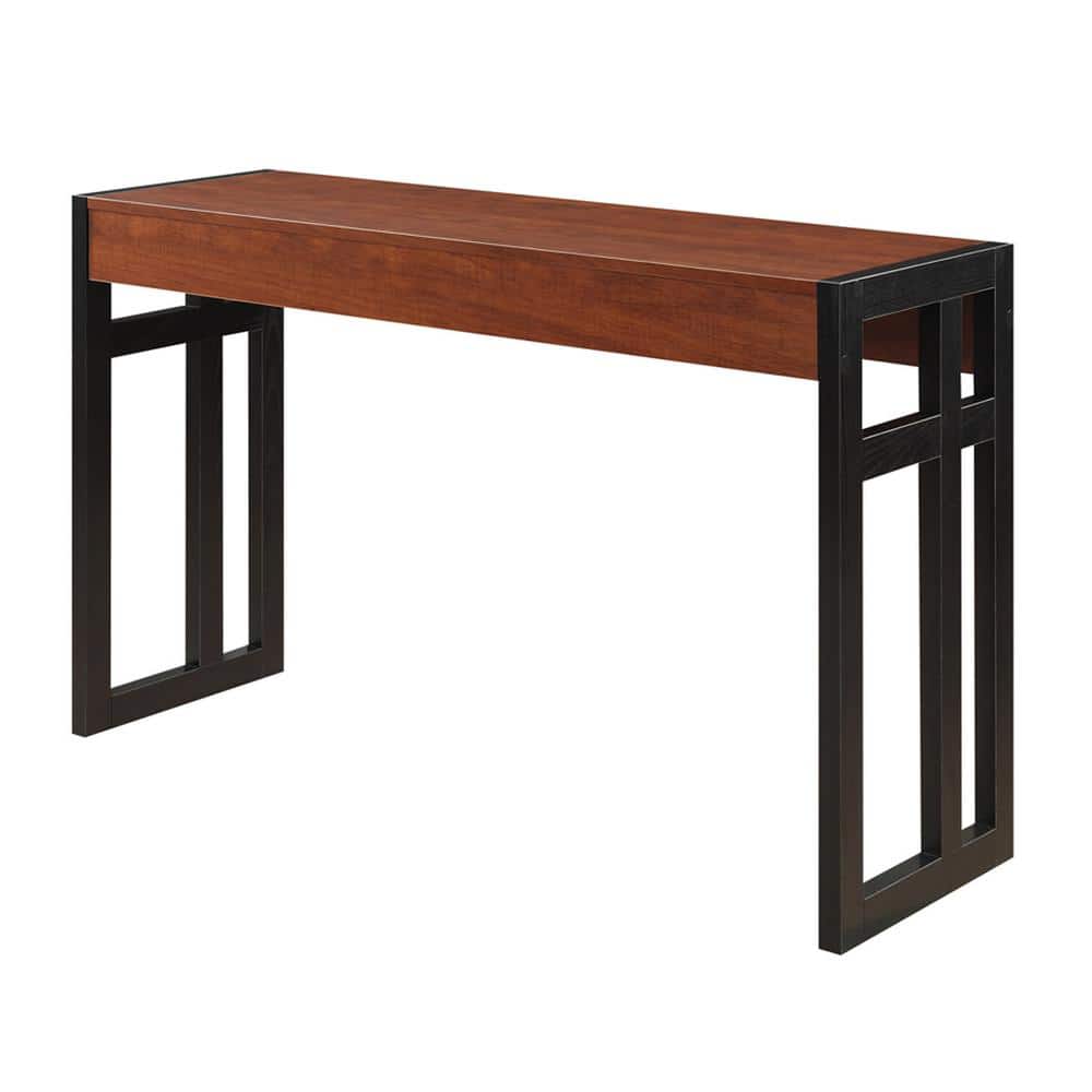 Black and Cherry Wood Console Table with Storage