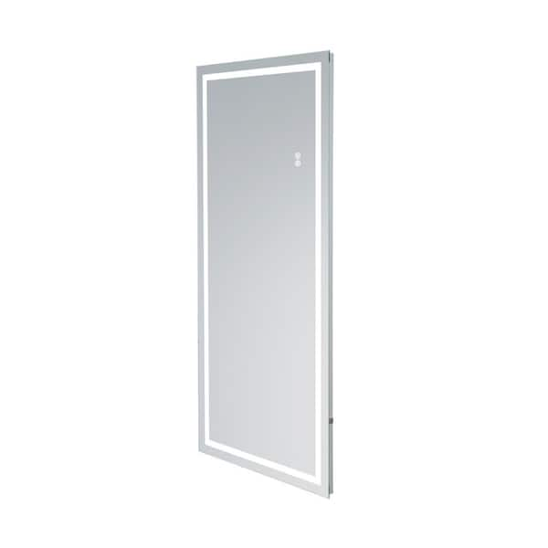 ExBrite Niteo 22 in. W x 48 in. H Full Length Body Dressing Frameless Standing Mirror with LED Light White Color Dimmable