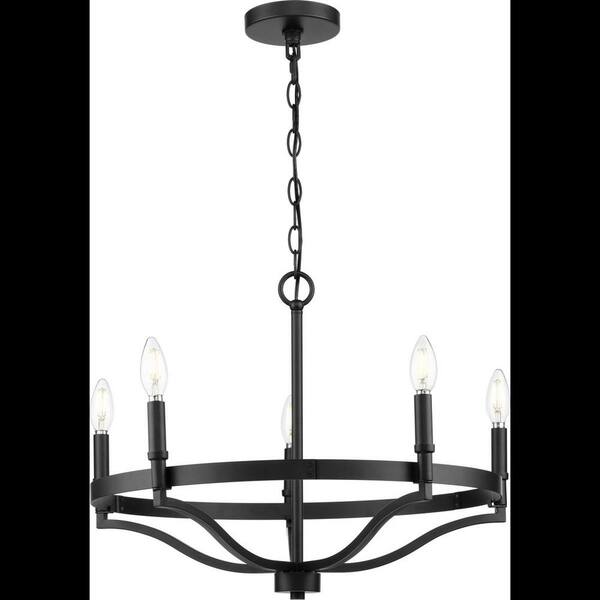 Progress Lighting Canaan 24 in. 5-Light Matte Black Urban Industrial Chandelier